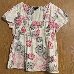 Style & co. Women's Printed Top - Red and Black Size 16